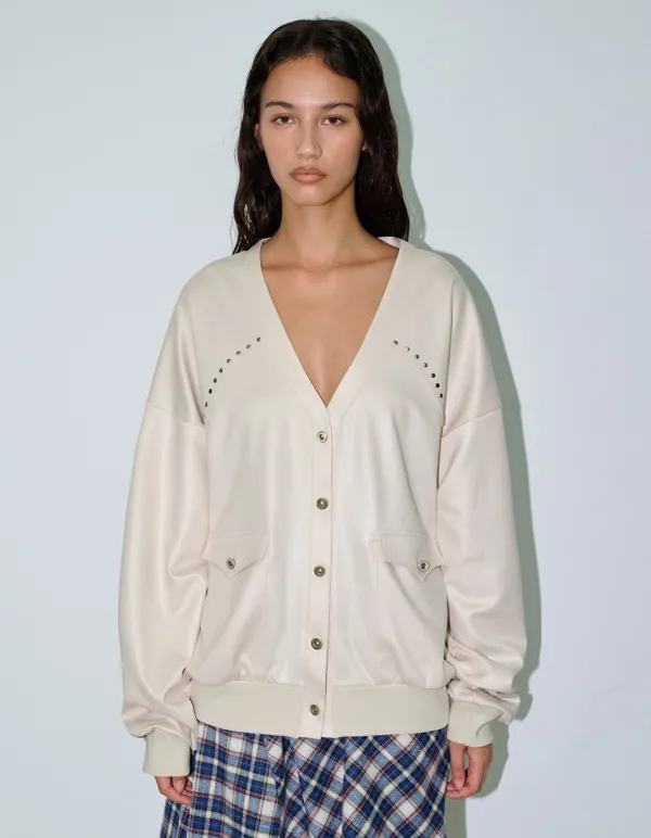 STUDDED WESTERN JACKET, CREAM