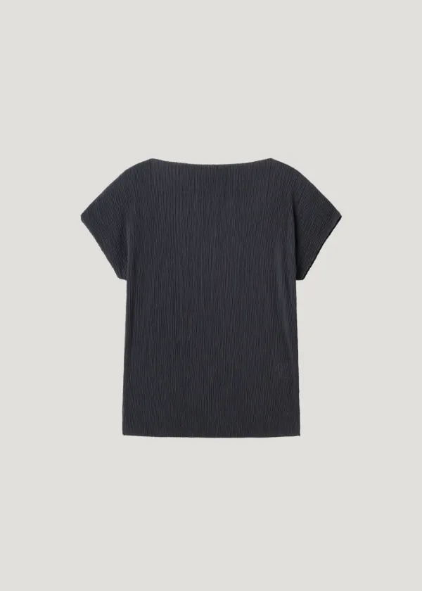 [2nd] Pleated Mock Top_Charcoal