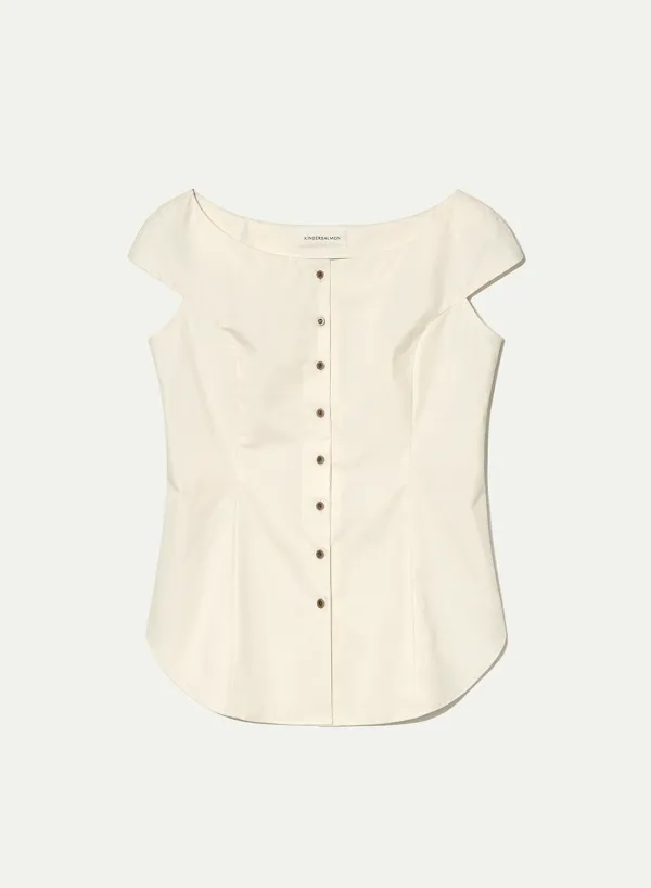 Boat-Neck Blouse Cream