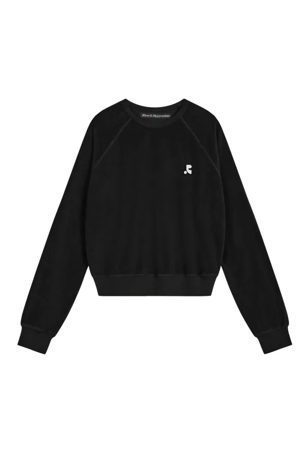 TERRY CROPPED SWEATSHIRT - BLACK
