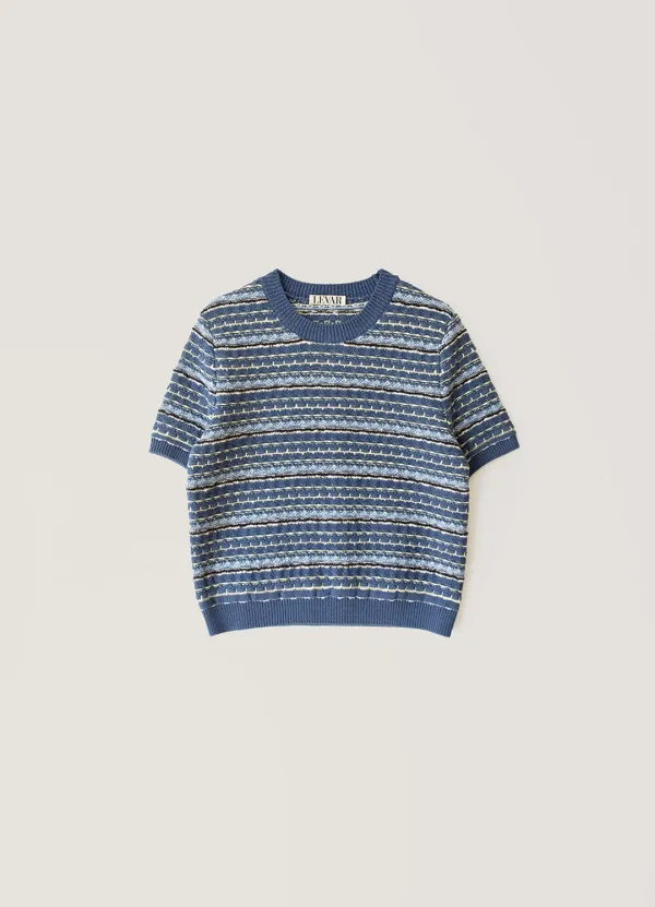 Tweed Jacquard Round Knit - Dutch Blue