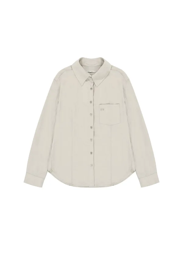 [2ND] LOOSE FIT TIE SHIRT, BEIGE