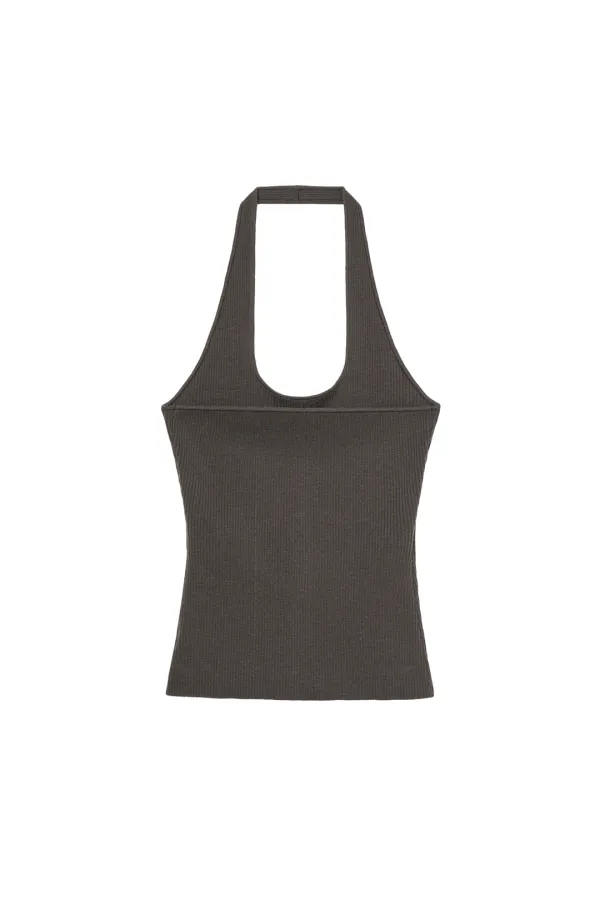 HALTER NECK SLEEVELESS IN BROWN