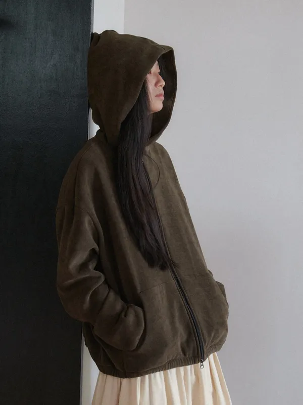 [26FW] Oversized Hooded Zip-Up - Brown