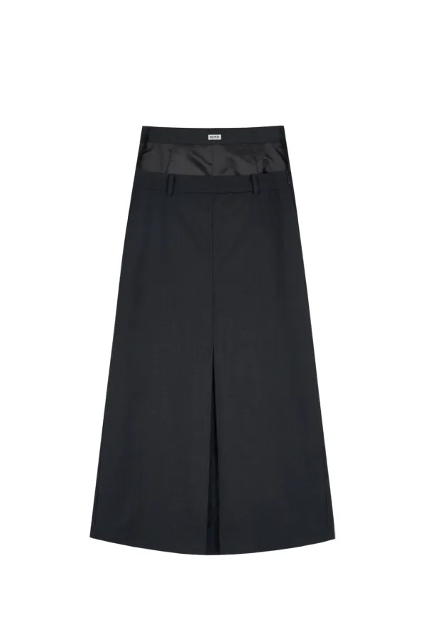 HIGH-BACK WAIST SKIRT (CHARCOAL)