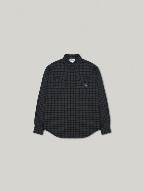 Shoofl Over Fit Check Shirt - Charcoal슈플 오버핏 체크 셔츠