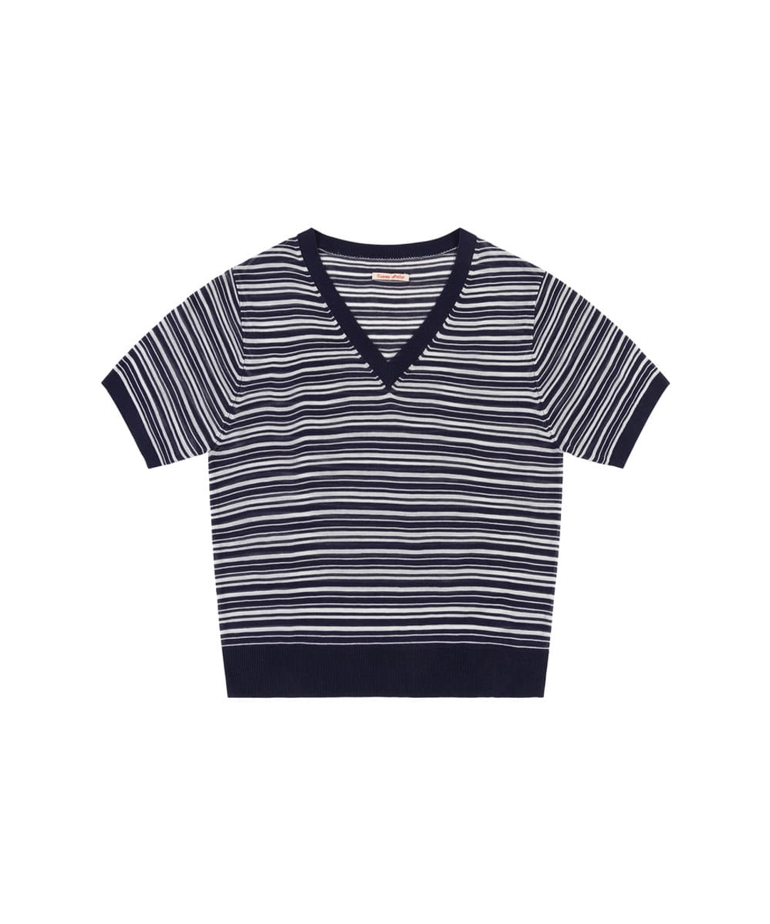 반원 아뜰리에 KN4294 스트라이프 하프 슬리브 니트_Dark navy 상품 이미지 1