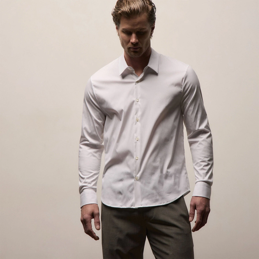 제임스펄스 Matte Stretch Poplin Dress Shirt - White 상품 이미지 2