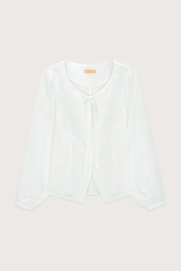 Ribbon Tie Blouse (White)