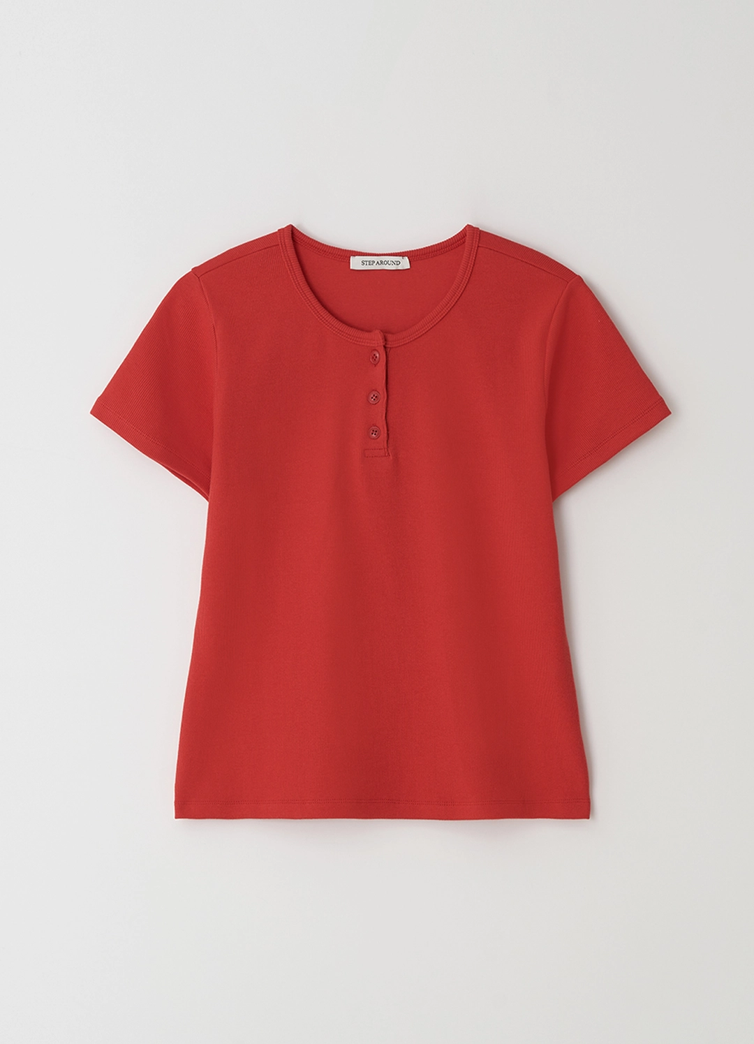 스텝어라운드 [2차] Henley Short Sleeve T-Shirt_RED 상품 이미지 1