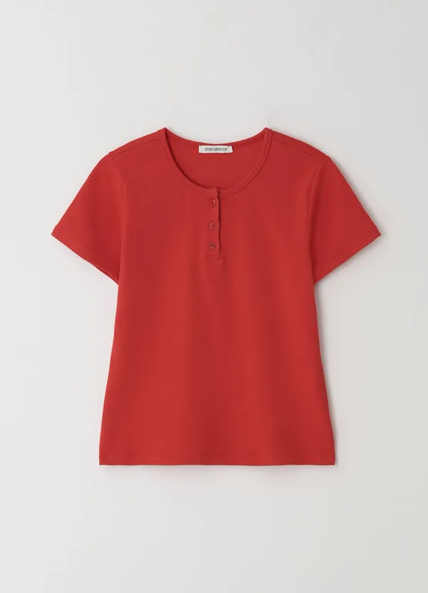 [2차] Henley Short Sleeve T-Shirt_RED