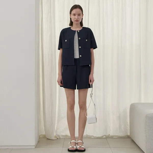 (PT-5535)OUI TWEED SET-UP SHORT PANTS