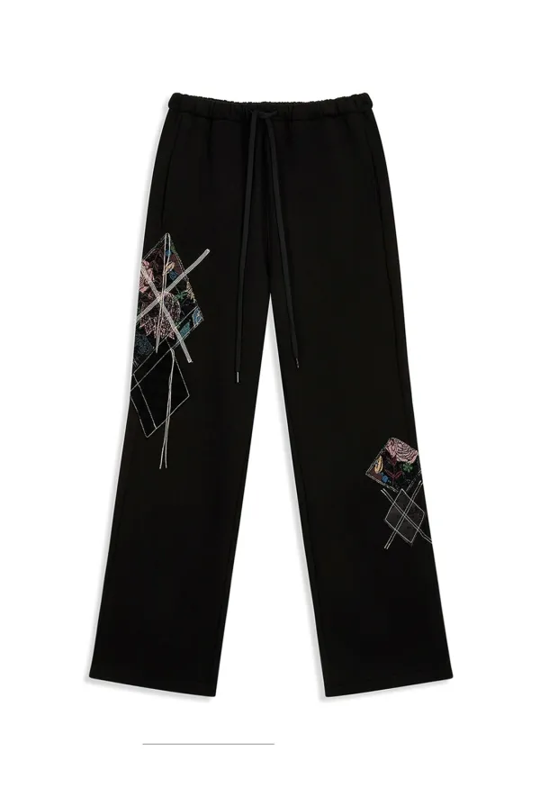 ARGYLE PATCHED LOUNGE PANTS, BLACK