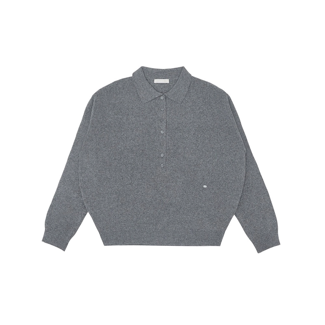 피브비 Long Placket Henley Knit Top (heather grey) 상품 이미지 1