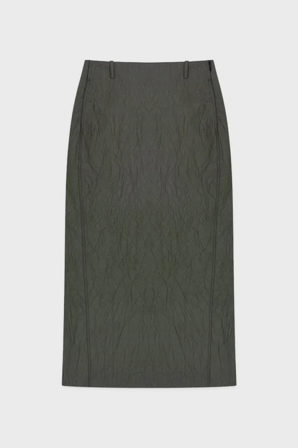Wrinkle H-Line Skirt (Charcoal)