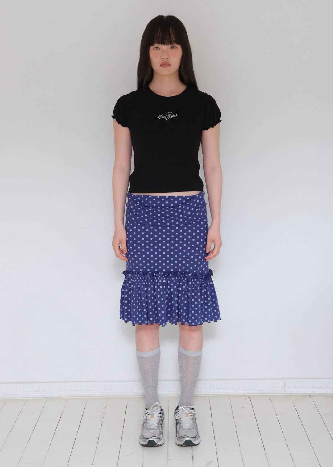 온무드 4WAY FOLDING SKIRT - BLUE DOT 상품 이미지 2