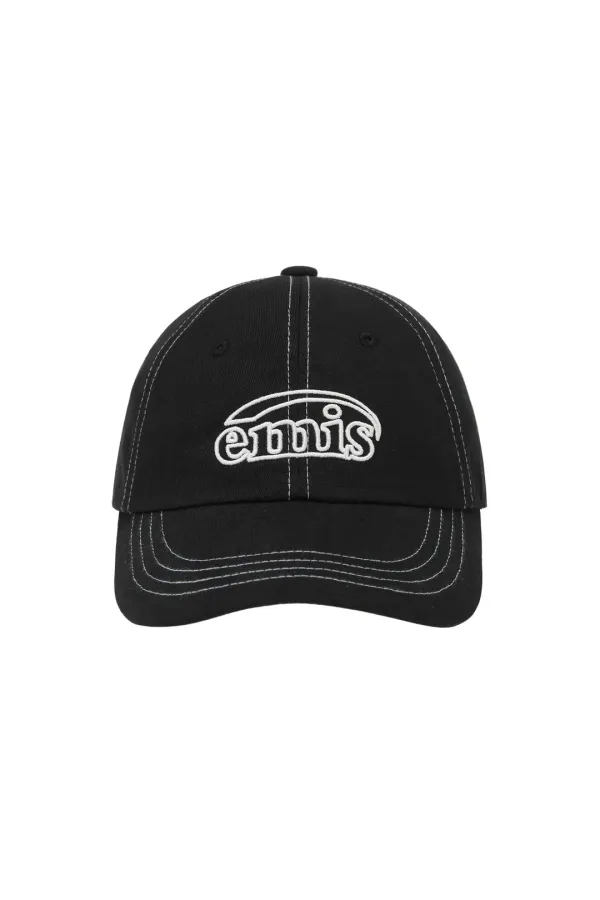 WHITE STITCH BALL CAP-BLACK