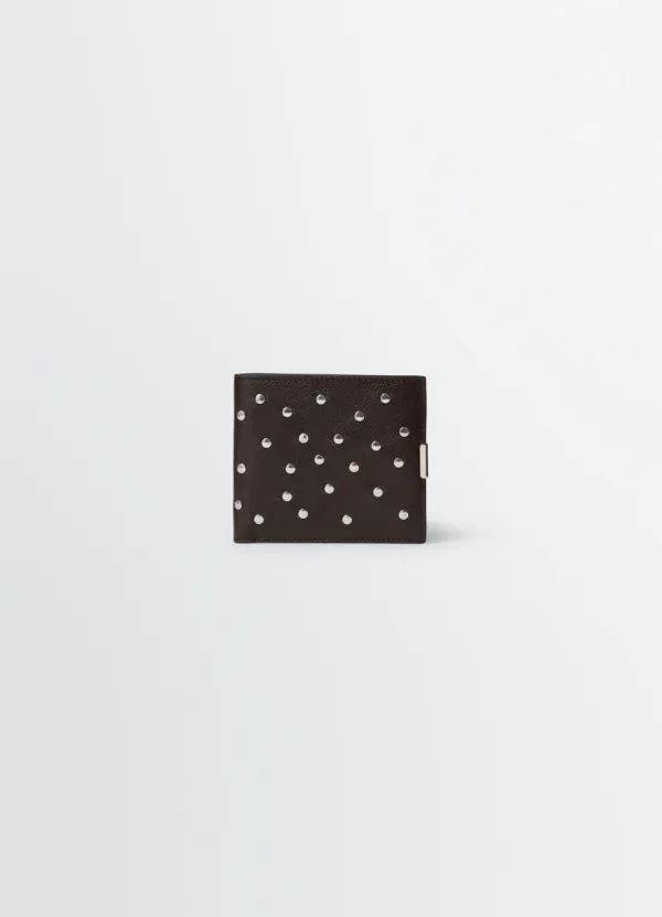 SOFT TAB STUDS DOTS BIFOLD WALLET IN LEATHER