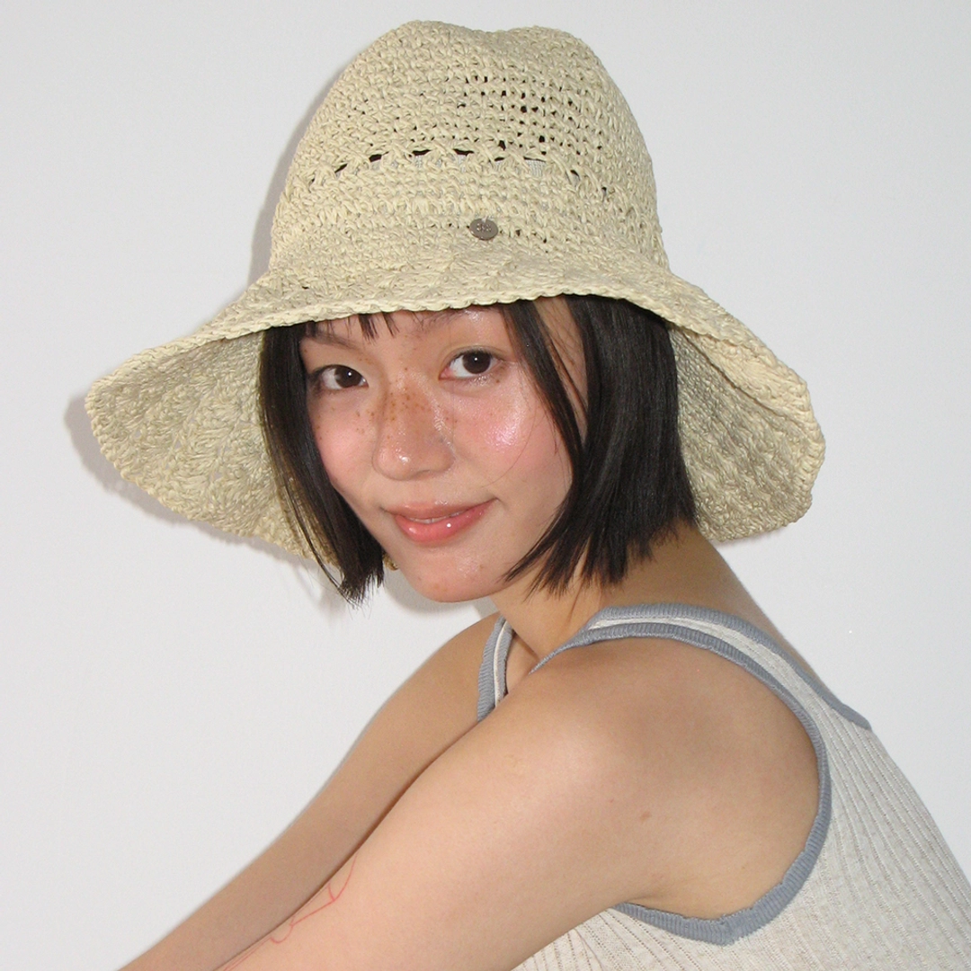 론론 RAFFIA CROCHET FLOPPY HAT IVORY BEIGE 상품 이미지 2