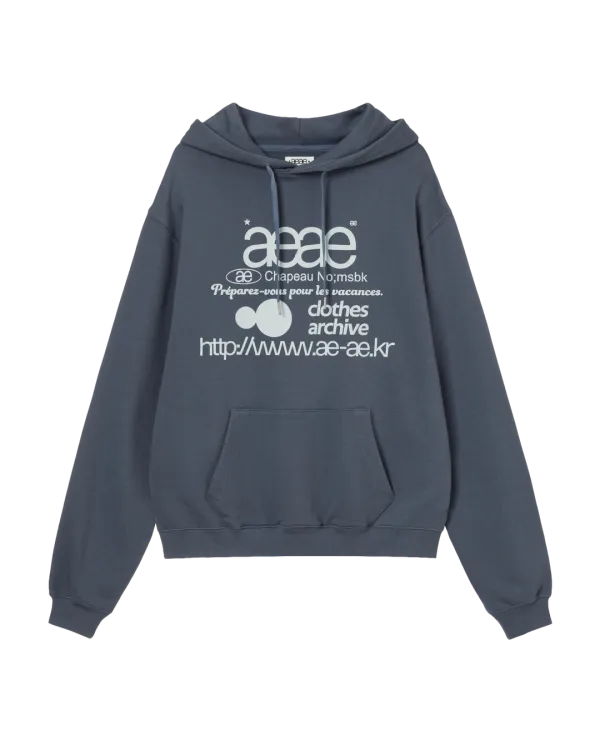 WEB LOGO LOOSED HOODIE [ASH BLUE]