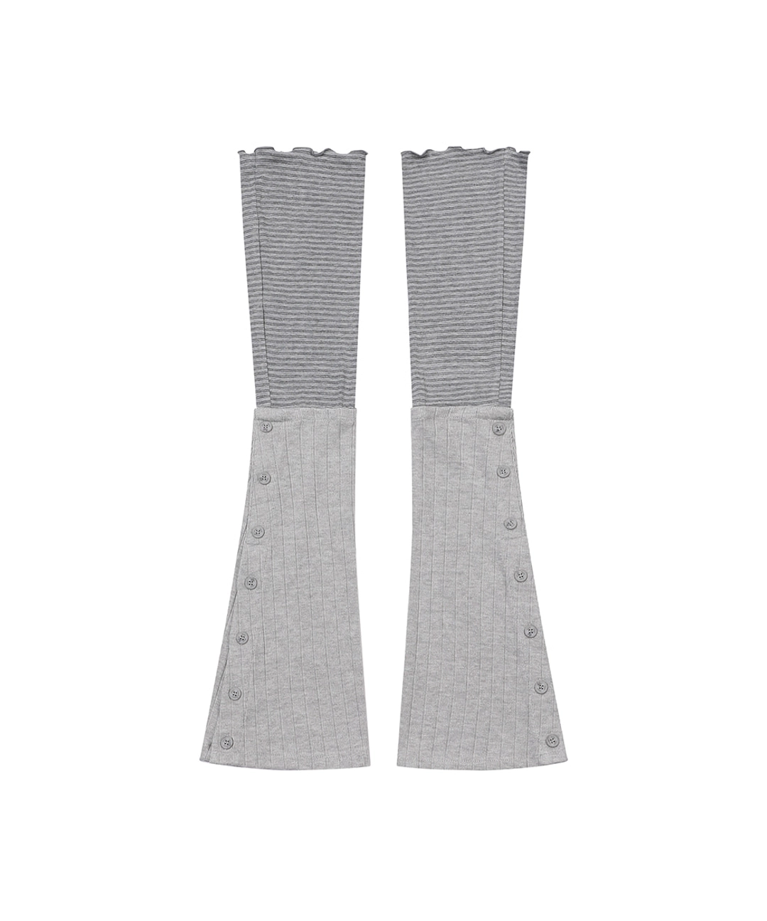 미세키서울 [레이 PICK] Striped layered button leg warmer GREY 상품 이미지 1