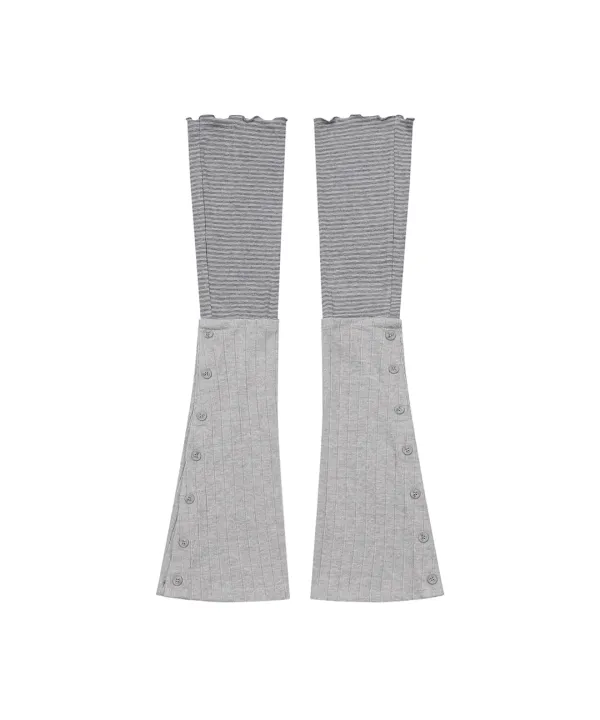 [레이 PICK] Striped layered button leg warmer GREY