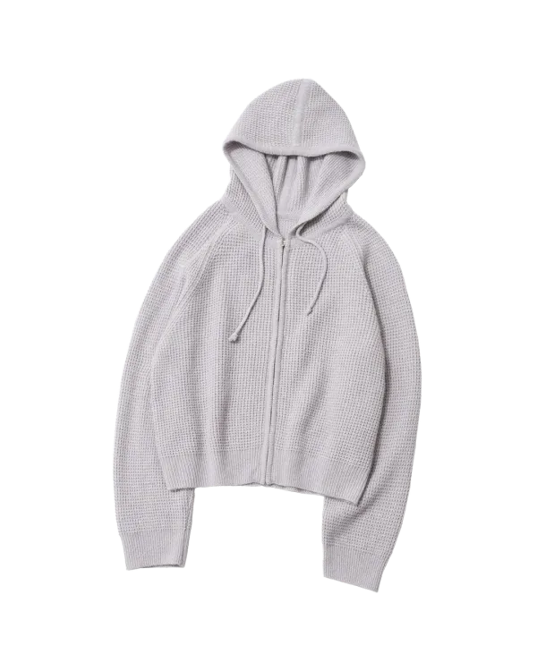 waffle hooded zip-up (lilac)