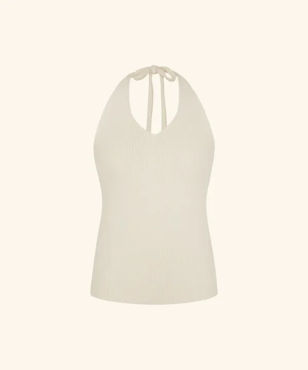 [6/19 순차배송] Pepper Halter Neck Summer Knit Bustier (Ivory)
