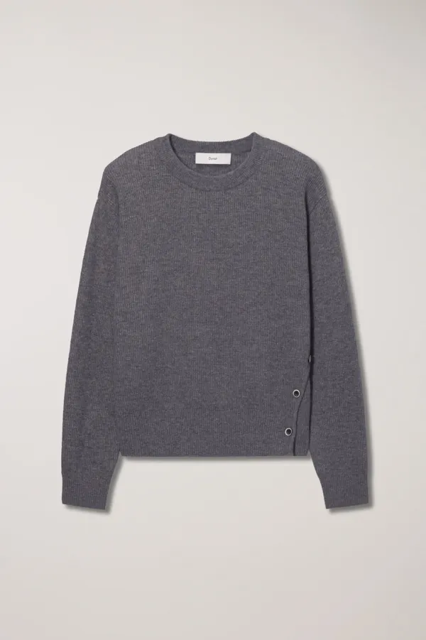UNISEX BUTTONED CREWNECK SWEATER CHARCOAL GREY_UDSW5C107CG