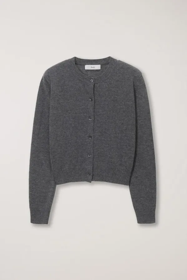 ESSENTIAL CREWNECK KNIT CARDIGAN MELANGE GREY