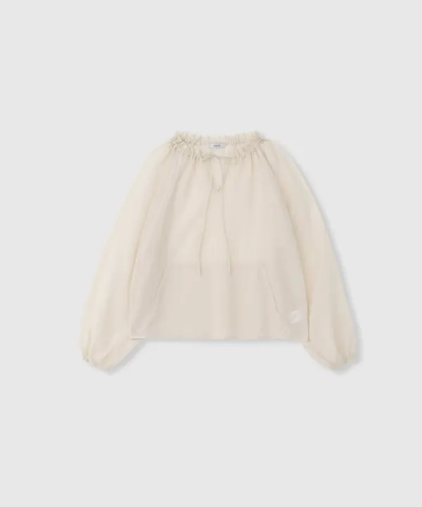 Washed light cotton blouse (Beige)