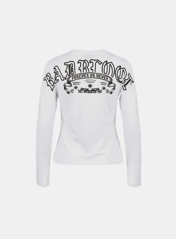 [w-tee26-026] Mystic Print Fitted Long Sleeve T-Shirt - White
