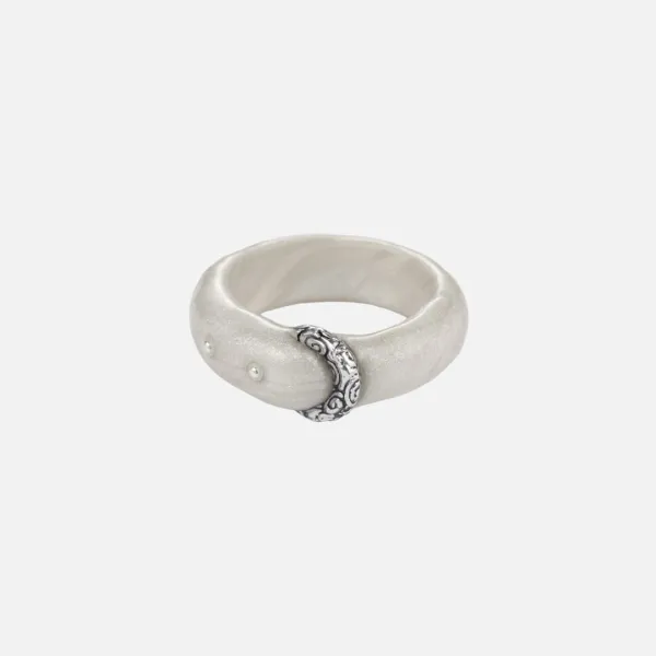 boho belt ring-white