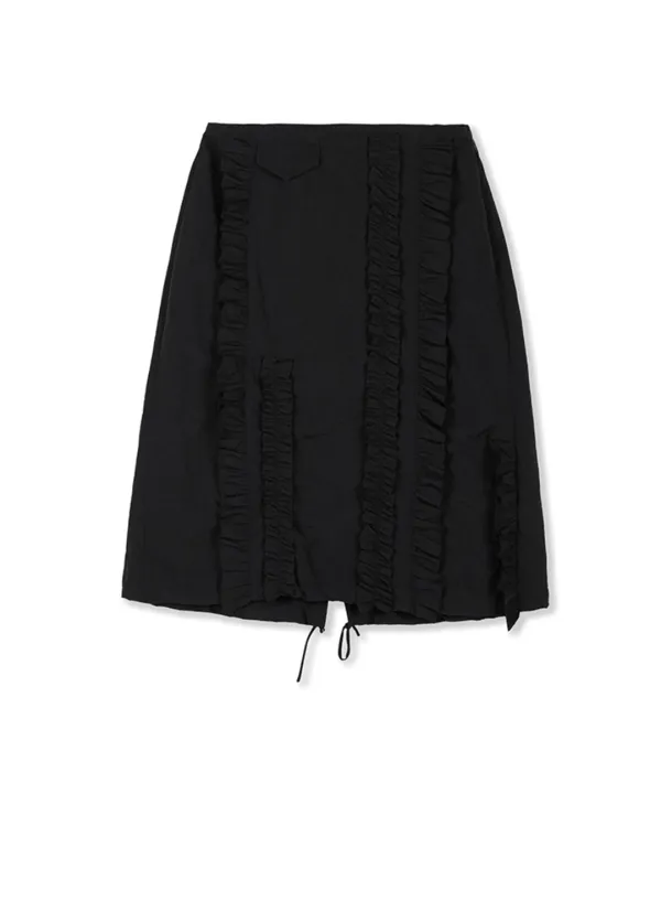 러플 포인트 스트링 미디 스커트 블랙 AW5MS40010