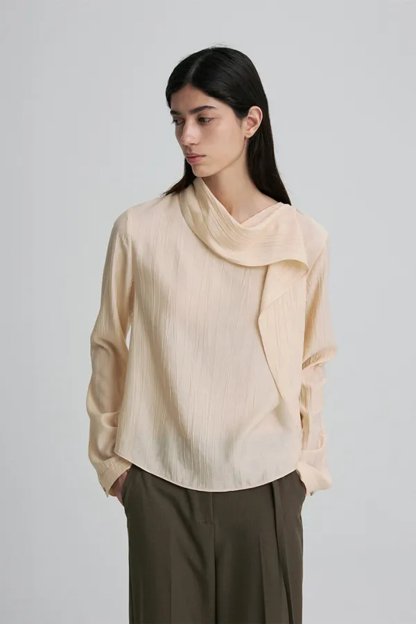 SCARF-DETAIL BLOUSE APRICOT