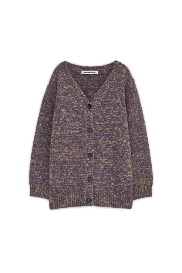 MOHAIR BLENDED OVERFIT CARDIGAN, PURPLE