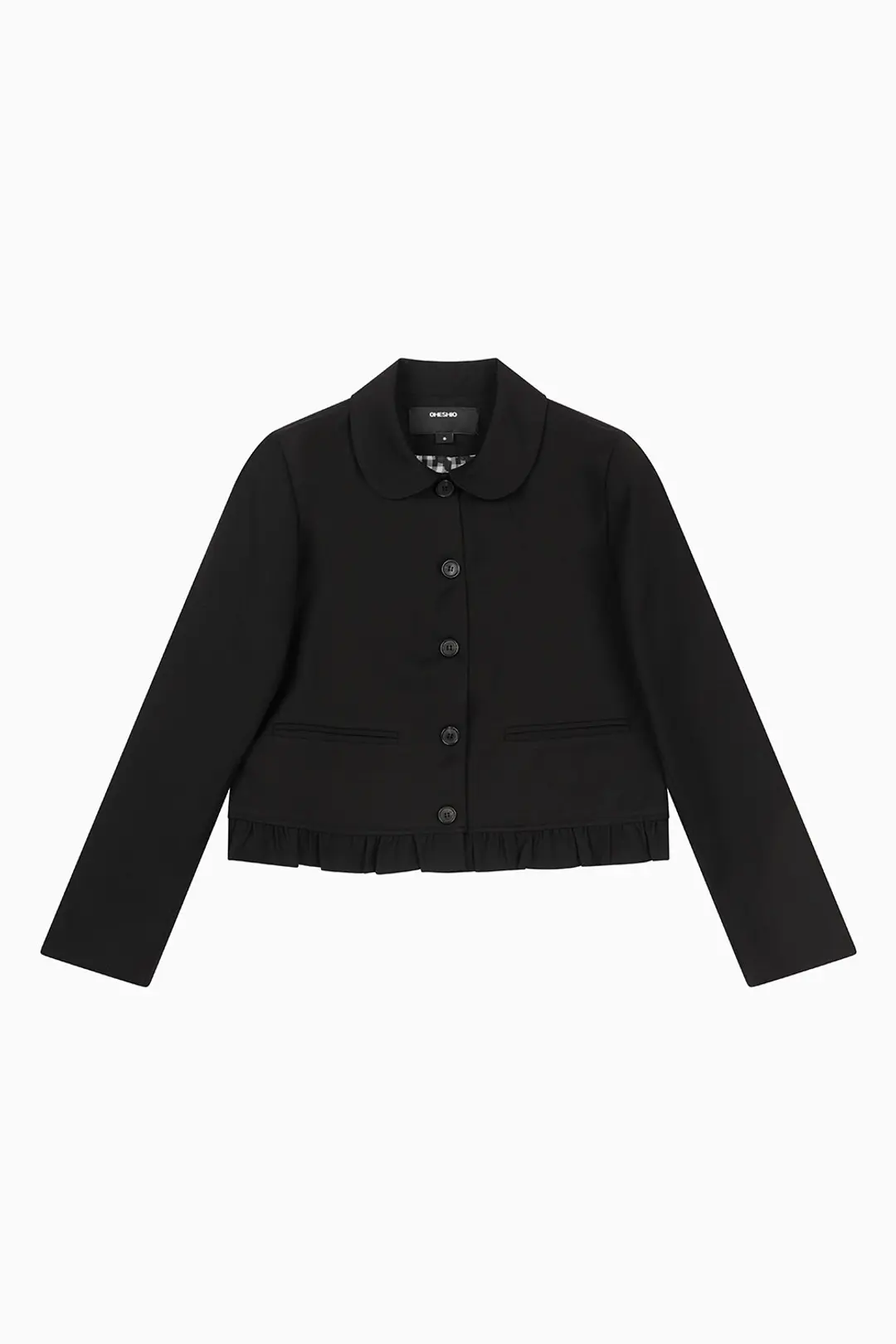 오헤시오 ROUND FRILL JACKET, BLACK 상품 이미지 3