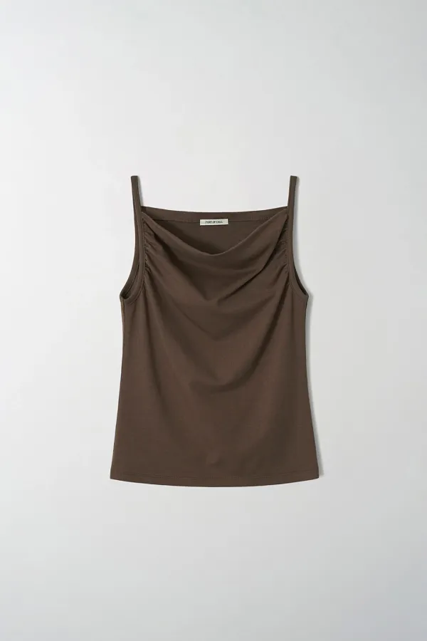 draping sleeveless top_brown