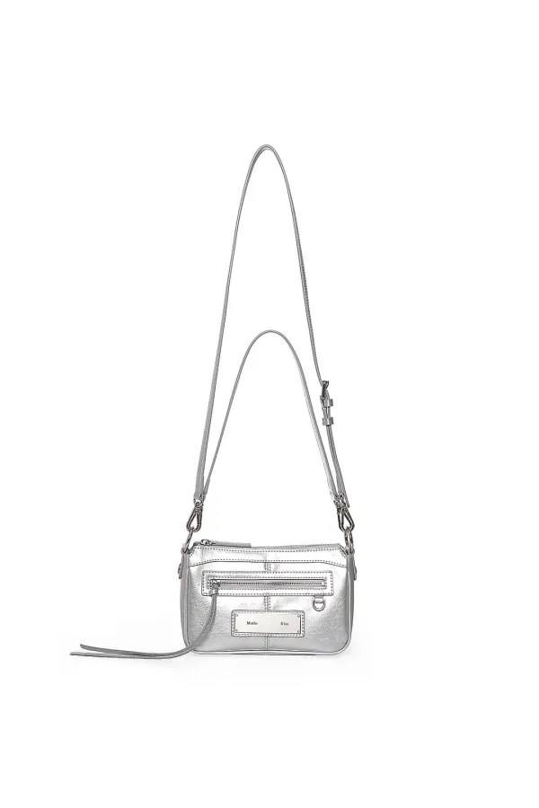 BIKER TWO-WAY MINI BAG IN SILVER