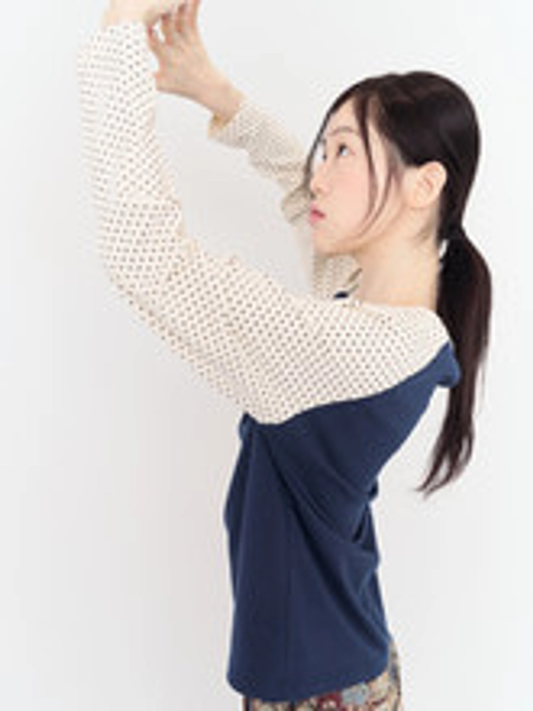 무음 Star Shirring Raglan Tee (Navy Cream) 상품 이미지 3