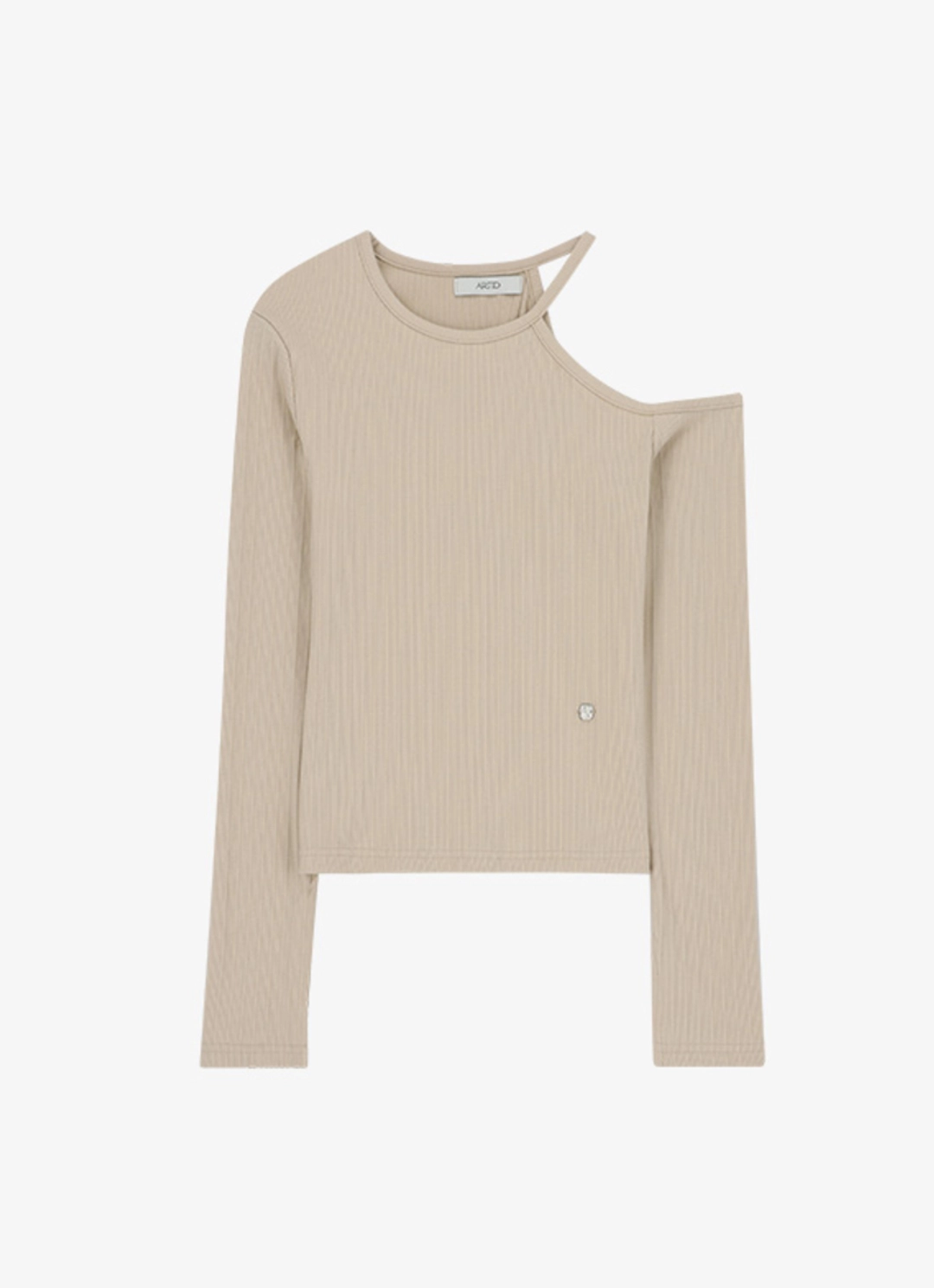 아티드 숄더 컷아웃 긴팔 티셔츠_LIGHT BEIGE 상품 이미지 3