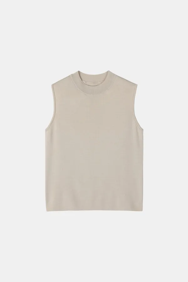 [2nd] Mock Sleeveless Knit in Sand Beige