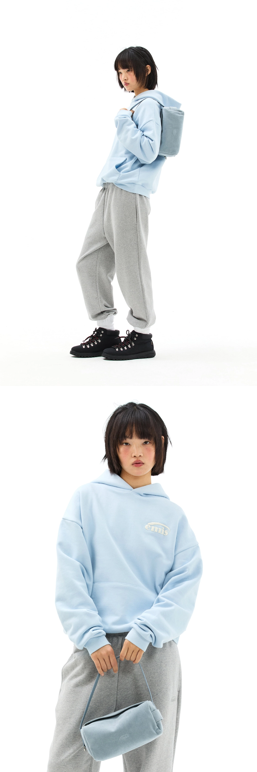 이미스 SUEDE BLOCK TOTE BAG-ASH BLUE 상품 이미지 3