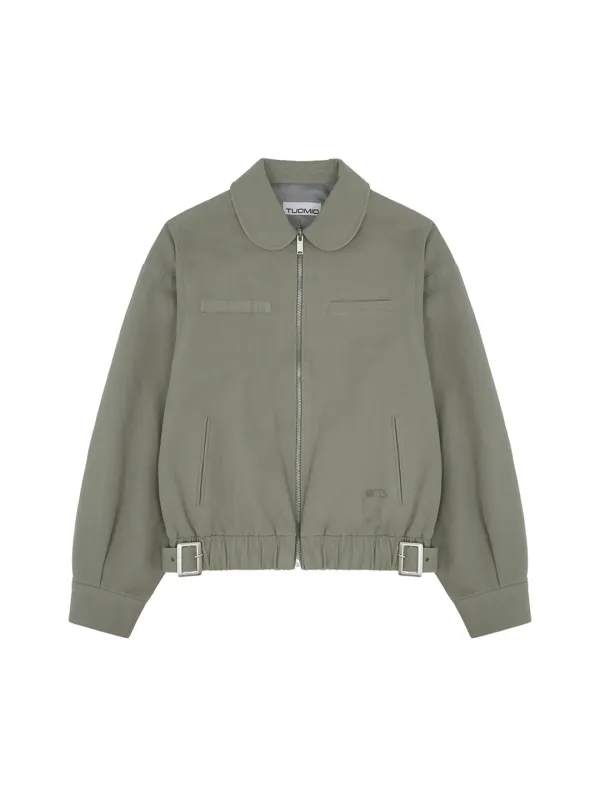 ROUND COLLAR WASHED BOMBER [LIGHT KHAKI]