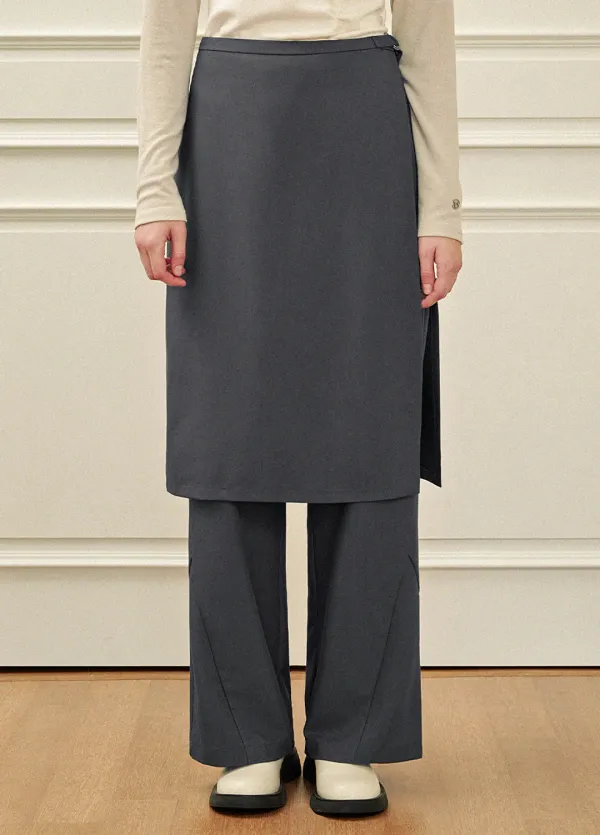  [25-36]  Ritzy Wrap Skirt Layered Slacks  릿지 랩 스커트 레이어드 슬랙스 (가을-봄-데일리룩-출근룩-하객룩-격식룩-랩스커트-레이어드-슬랙스-빅사이즈-자체제작) 