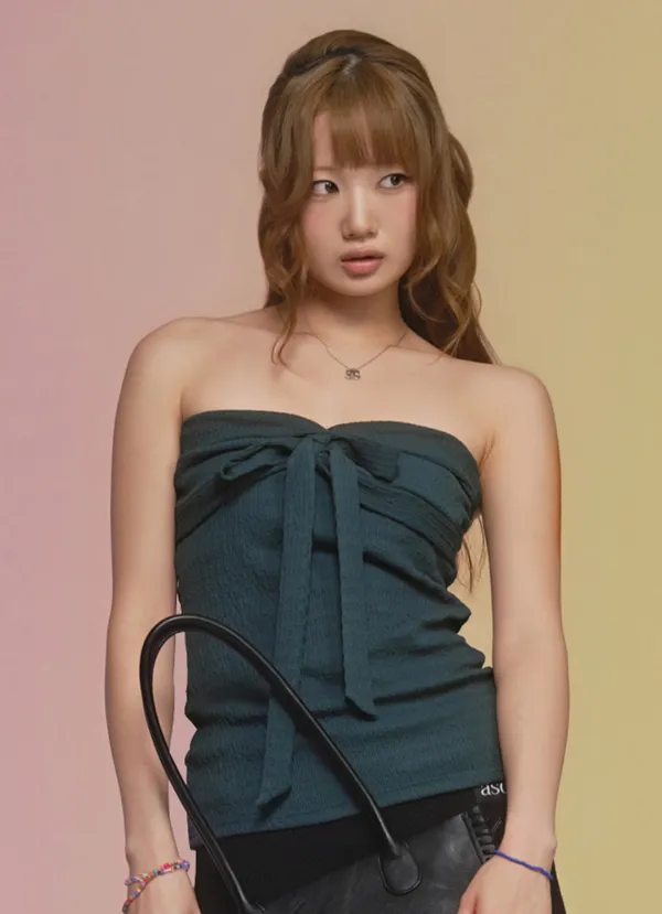 COVE RIBBON TOP / BLUE GREEN