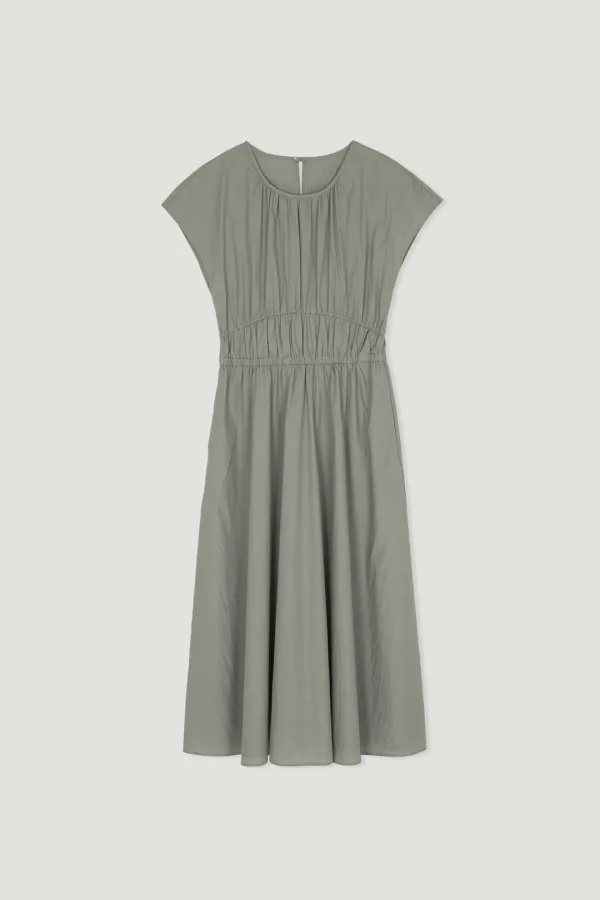 MUTE SHIRRING LONG DRESS_NAVY