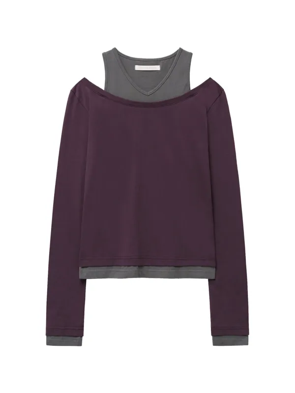 LAYERED CUTOUT T-SHIRT (PURPLE)