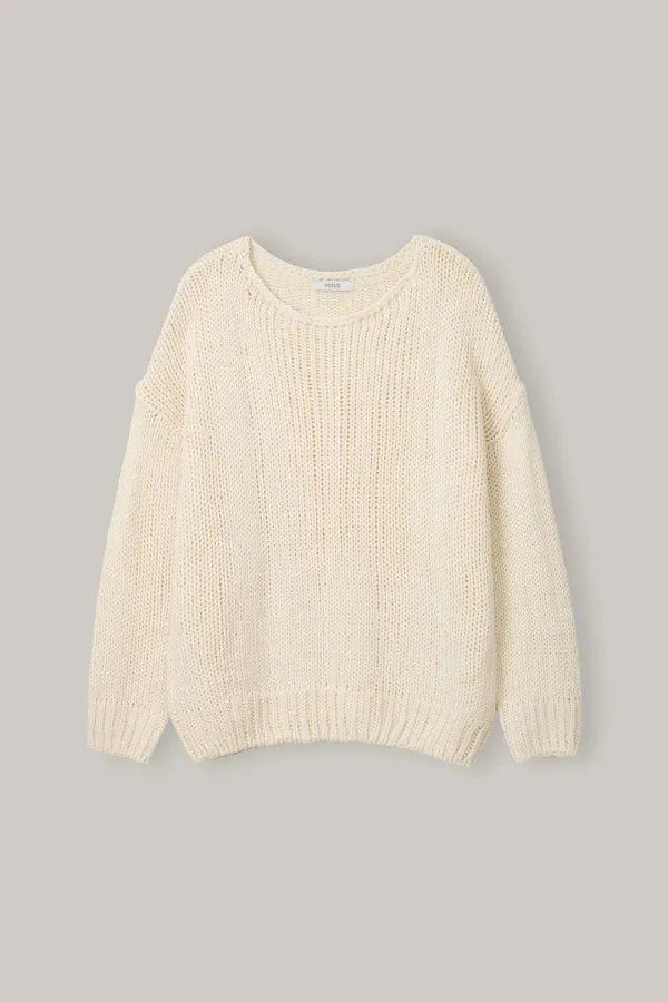 KN002 Open Neck Relaxed Knit (Cream)