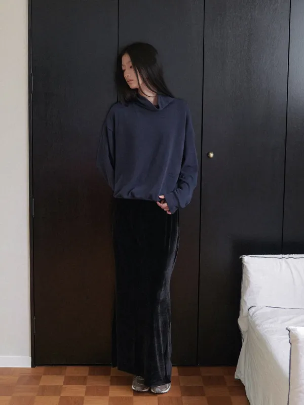 [26FW] Velvet maxi skirt - Black